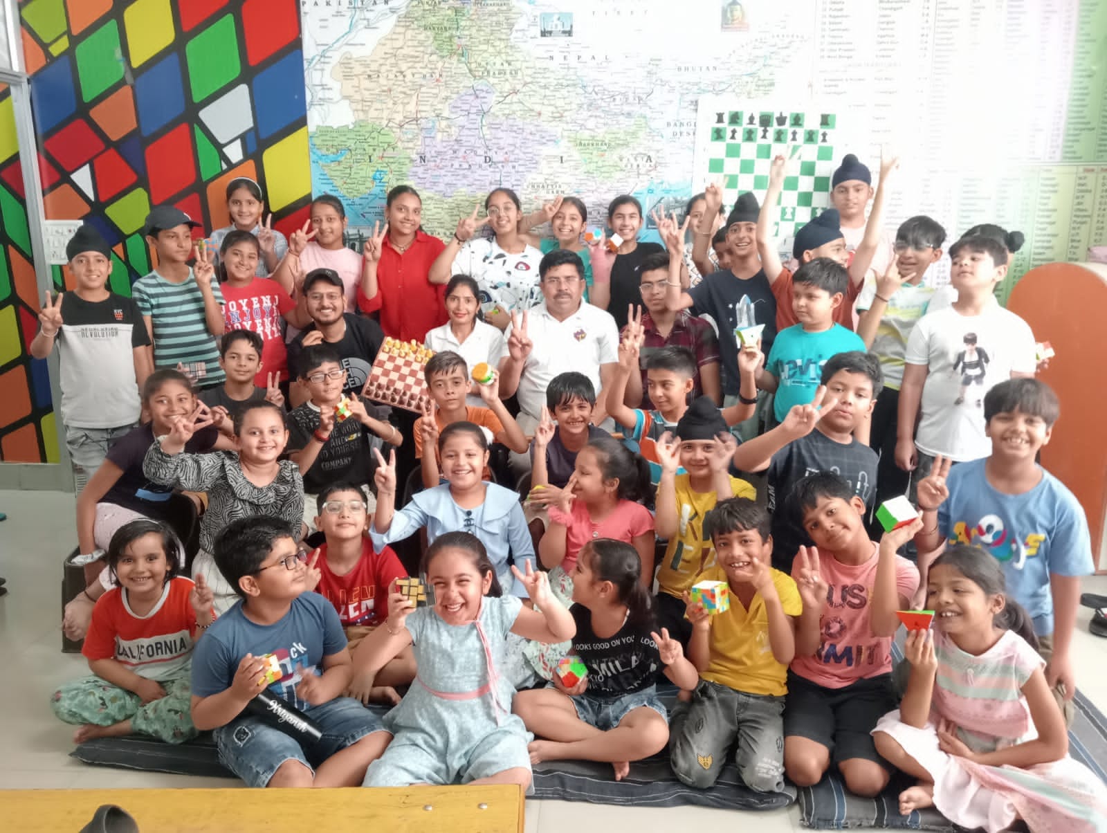 Kids enjoying brain development summer camp at Rainbowz Sirsa